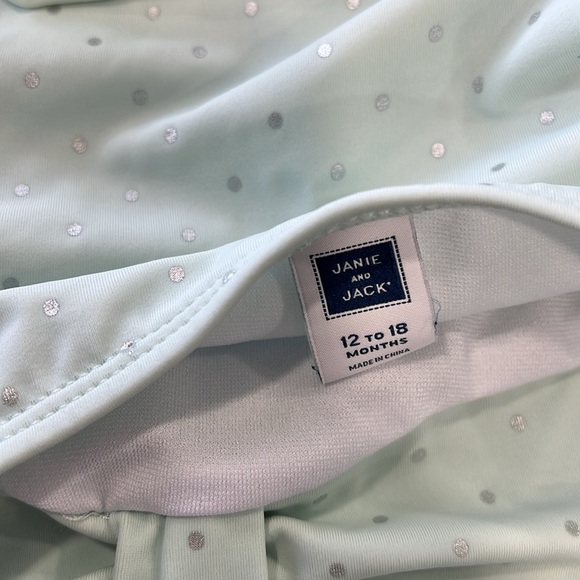 Janie and jack mint silver polka dot retro halter one piece swimsuit - Picture 6 of 7